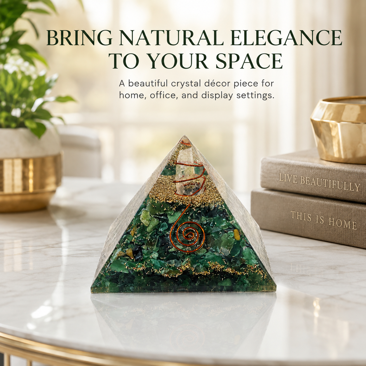 Natural Green Jade Orgonite Pyramid