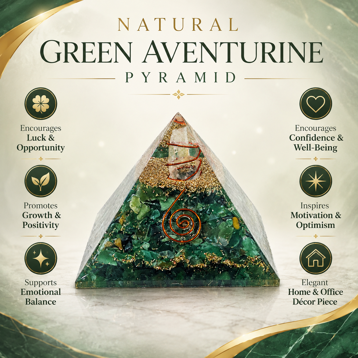 Natural Green Jade Orgonite Pyramid