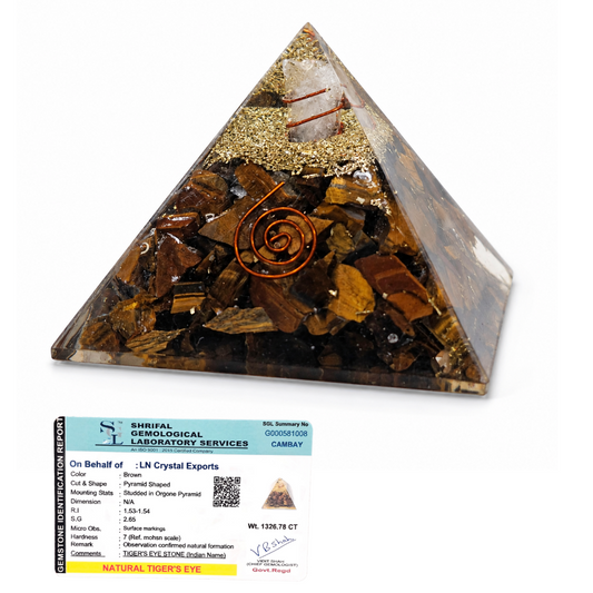 Natural Tiger Eye Orgonite Pyramid