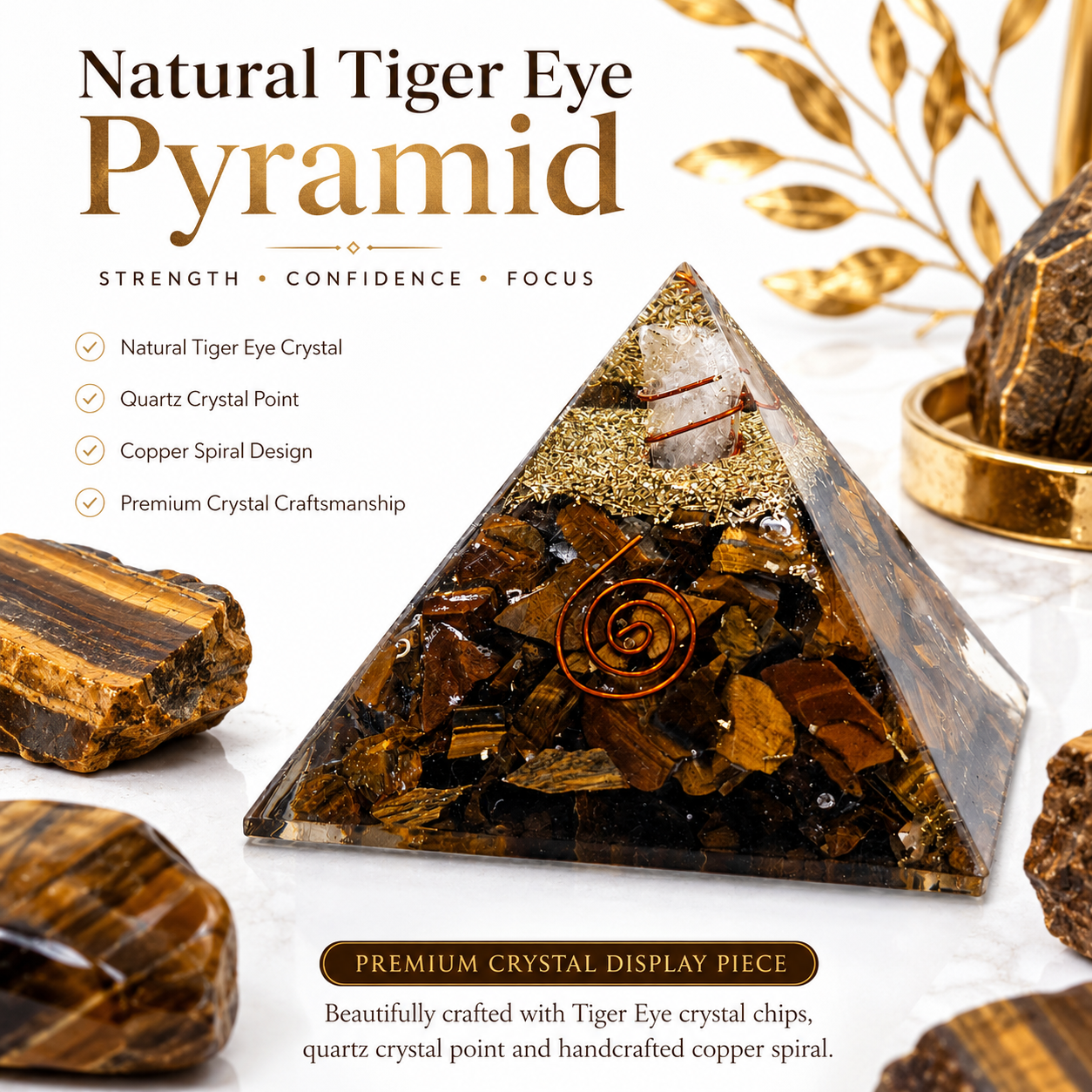 Natural Tiger Eye Orgonite Pyramid