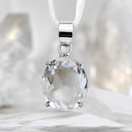 Natural Clear Quartz Pendant | Handmade Clear Quartz Gemstone Pendant | Healing Crystal Jewelry