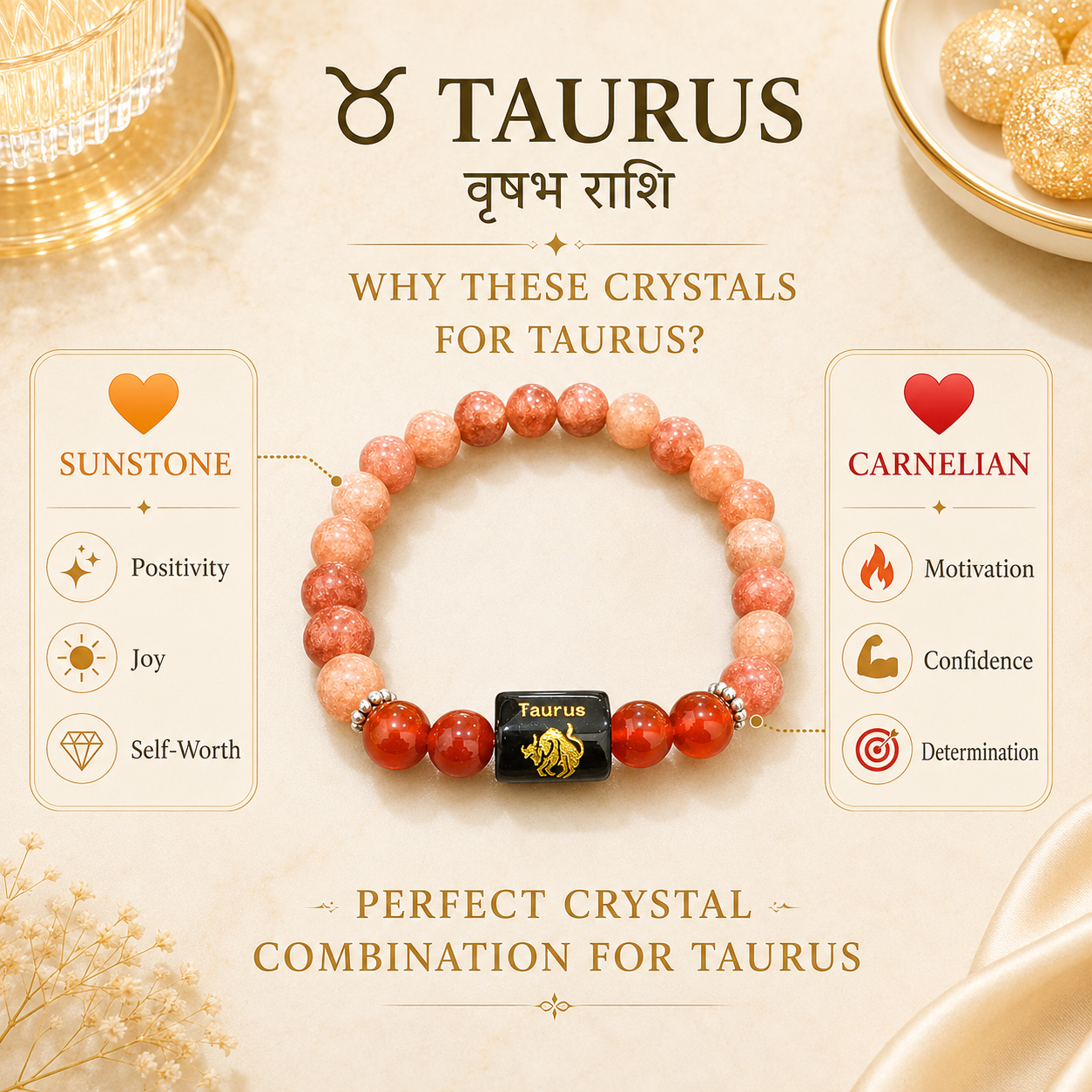 Taurus Zodiac Bracelet (वृषभ राशि)