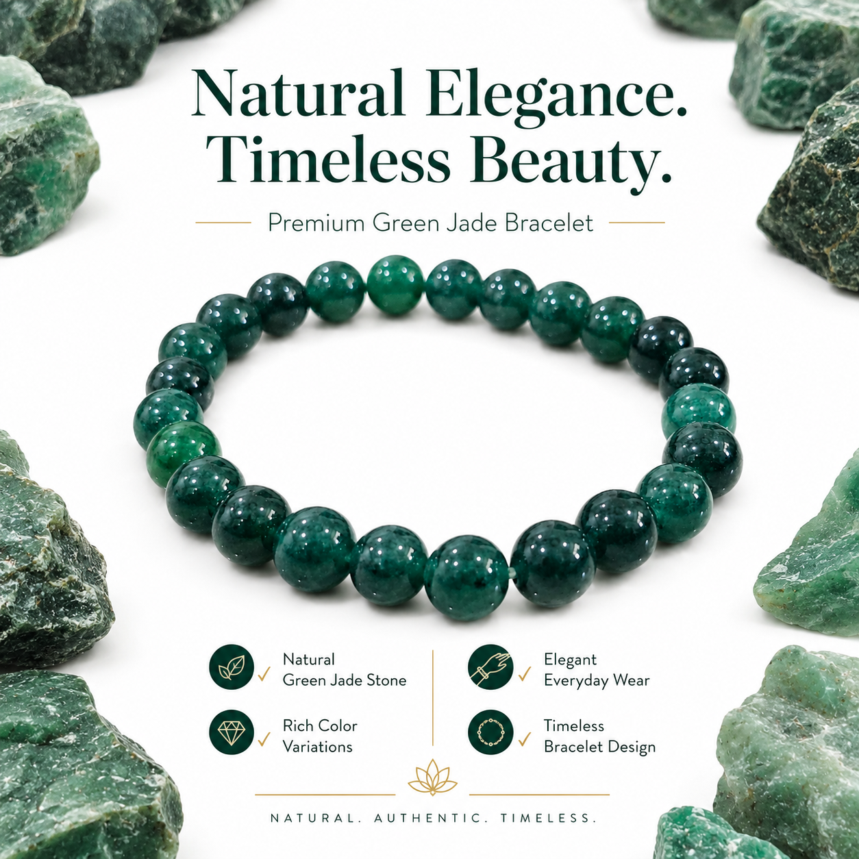 Natural Green Jade Bracelet 8mm