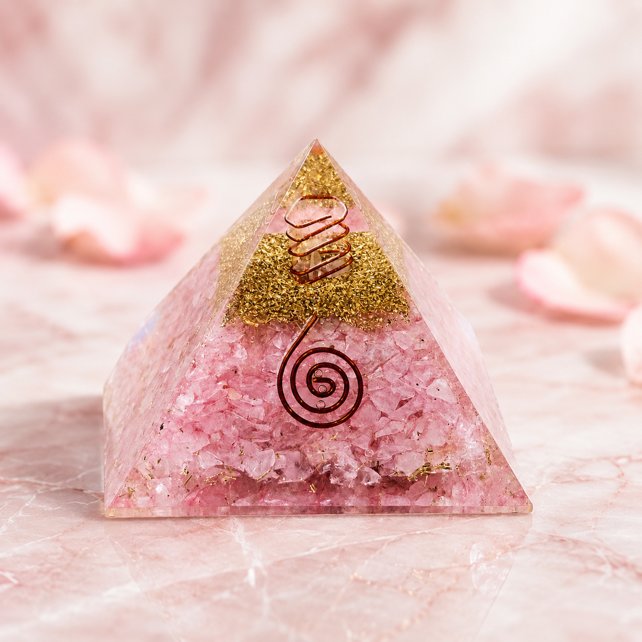 Natural Rose Quartz Orgonite Pyramid