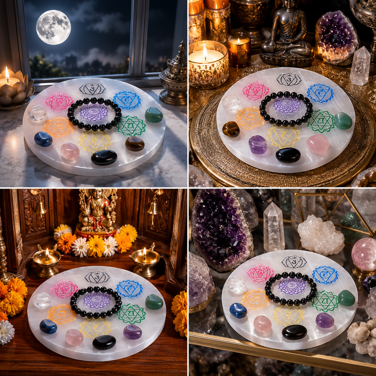7 Chakra Selenite Charging Plate – Natural Crystal Charging & Energy Cleansing Plate