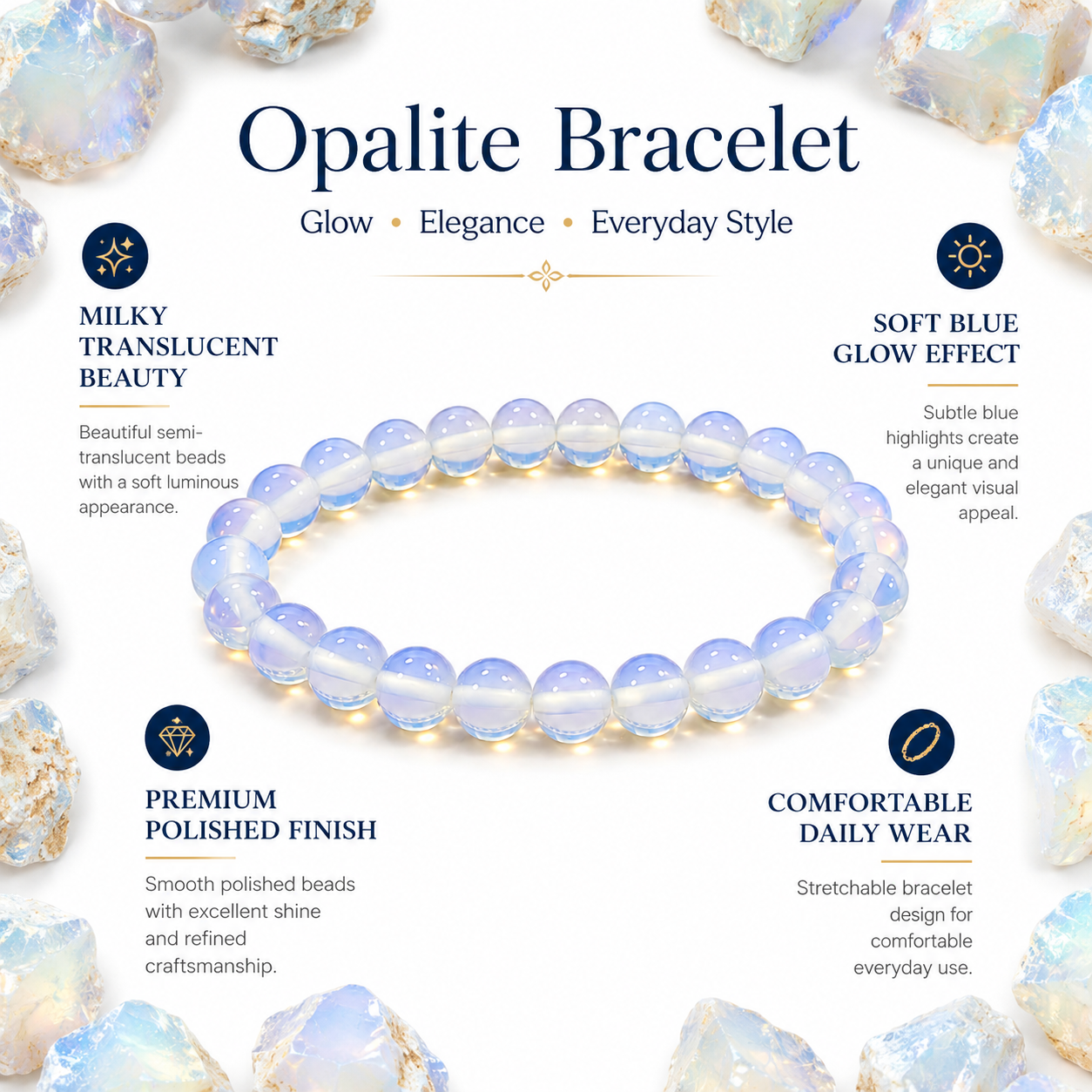 Opalite Bracelet – Calmness, Communication & Positive Energy Bracelet