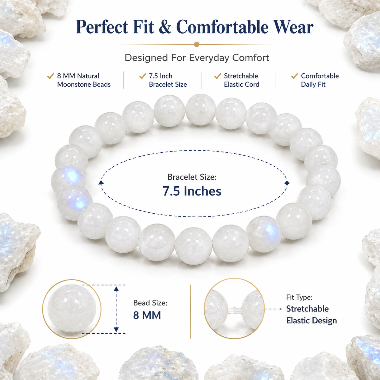 Natural Moonstone Bracelet – Intuition, Emotional Balance & Inner Harmony Bracelet