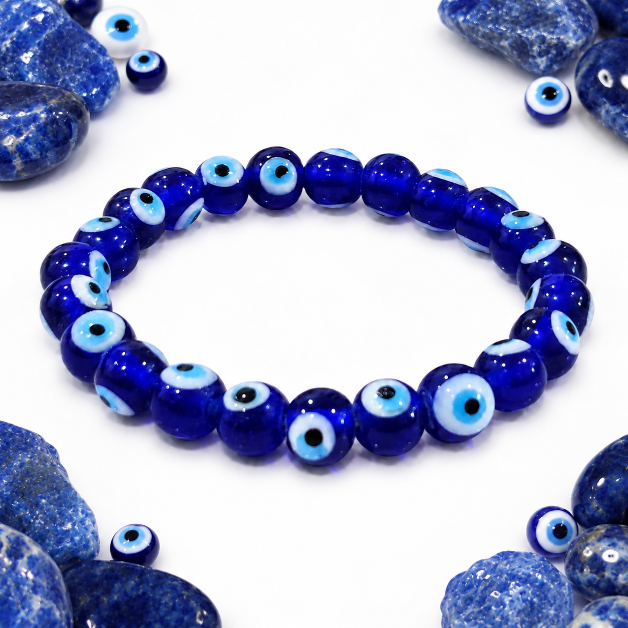 Blue Evil Eye Protection Bracelet 8mm | Certified Nazar Protection & Positive Energy Bracelet