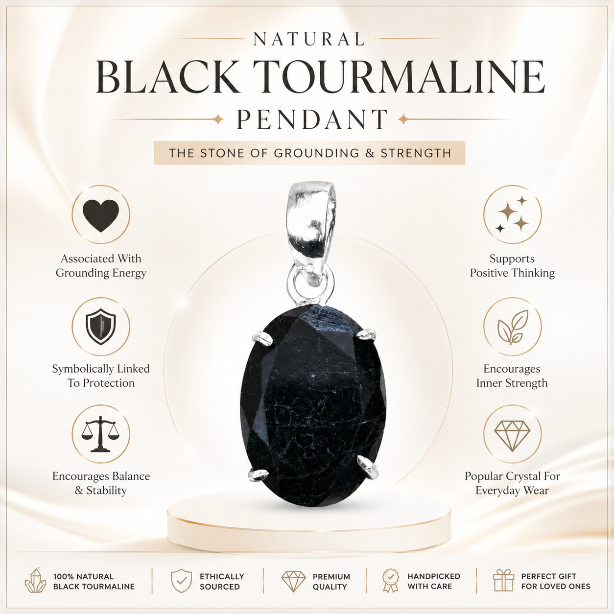 Natural Black Tourmaline Pendant | Handmade Black Tourmaline Gemstone Pendant | Healing Crystal Jewelry