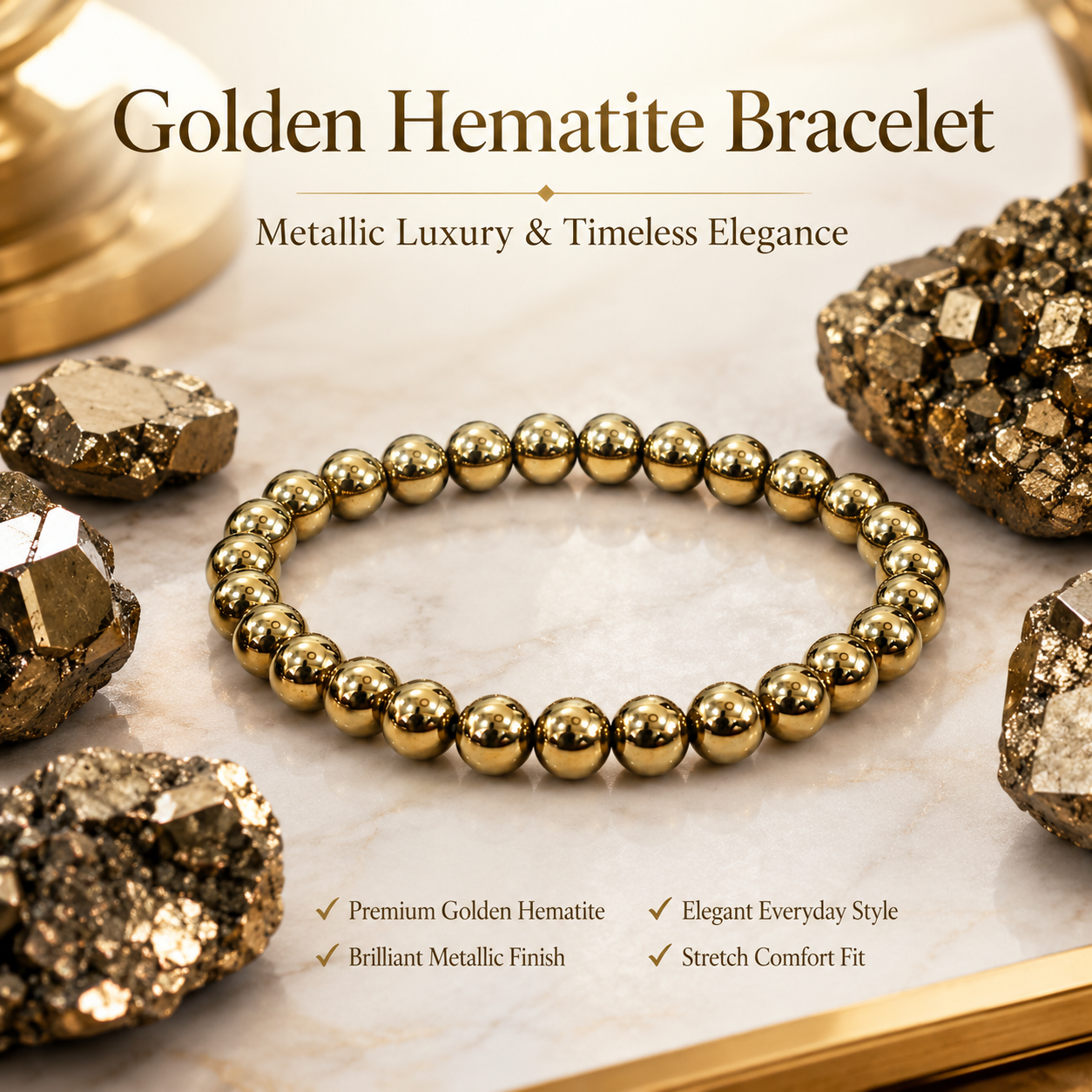 Natural Golden Hematite Bracelet – Grounding, Confidence & Strength Bracelet