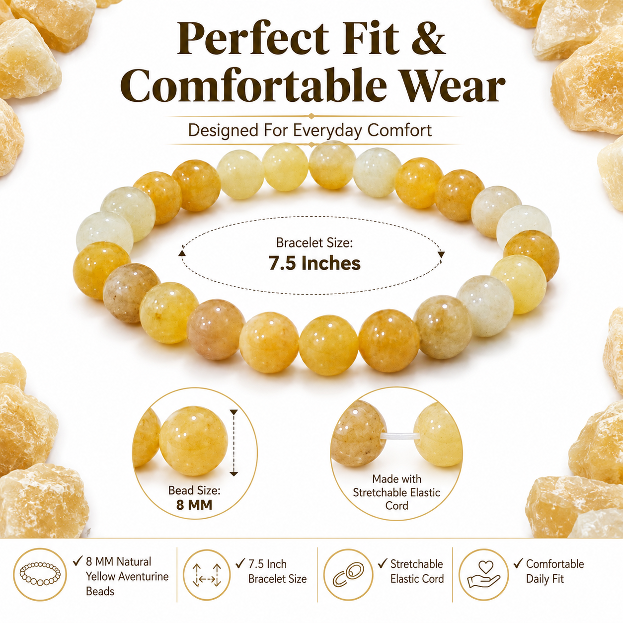 Natural Yellow Aventurine Bracelet 8mm