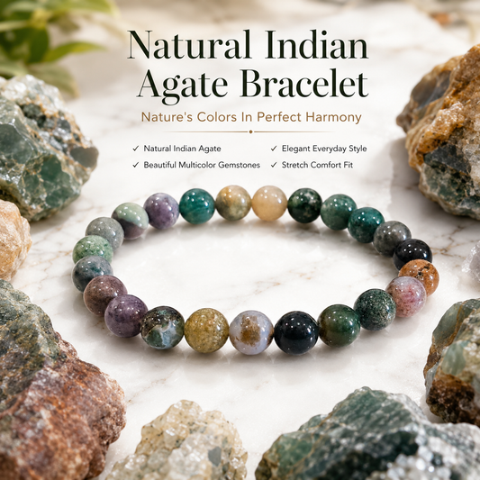 Natural Indian Agate Bracelet – Stability, Harmony & Positive Energy Bracelet