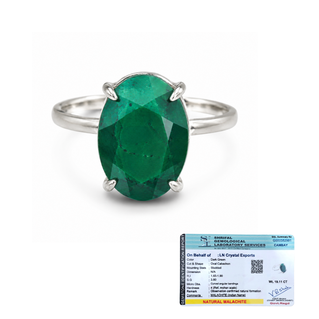 Natural Malachite Adjustable Ring | Handmade Malachite Gemstone Ring | Healing Crystal Jewelry