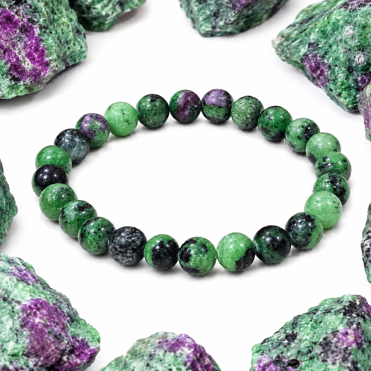 Natural Ruby Zoisite Bracelet 8mm | Certified Gemstone Bracelet