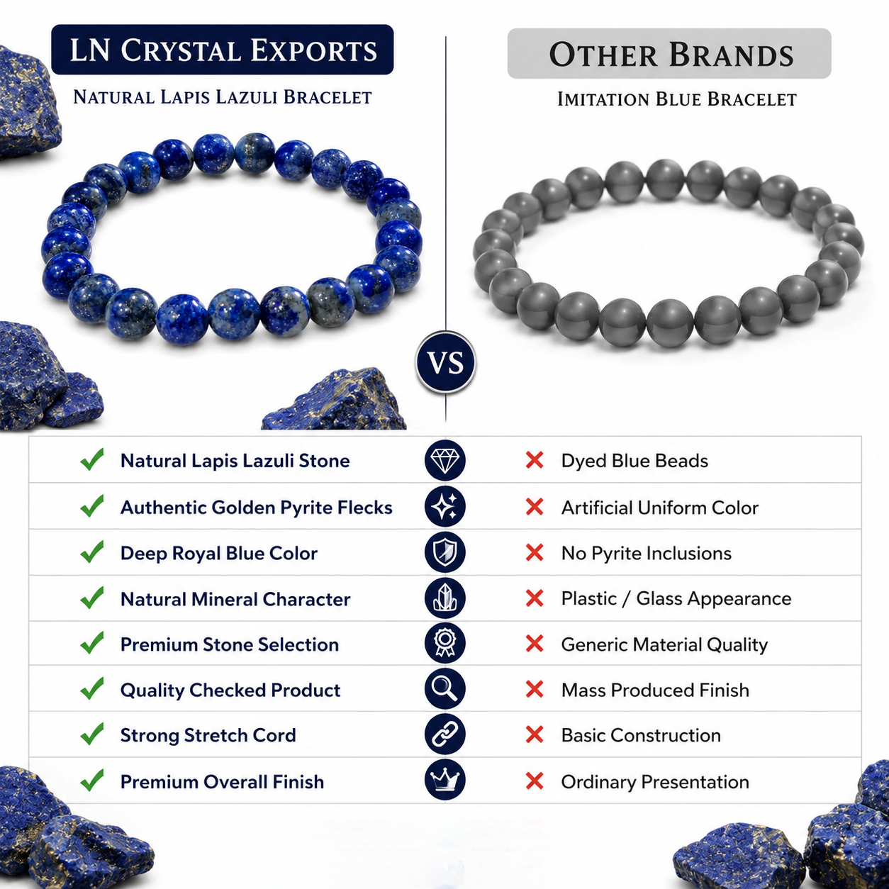 Natural Lapis Lazuli Bracelet 8mm