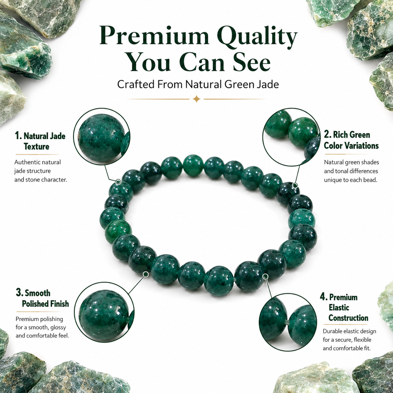 Natural Green Jade Bracelet 8mm