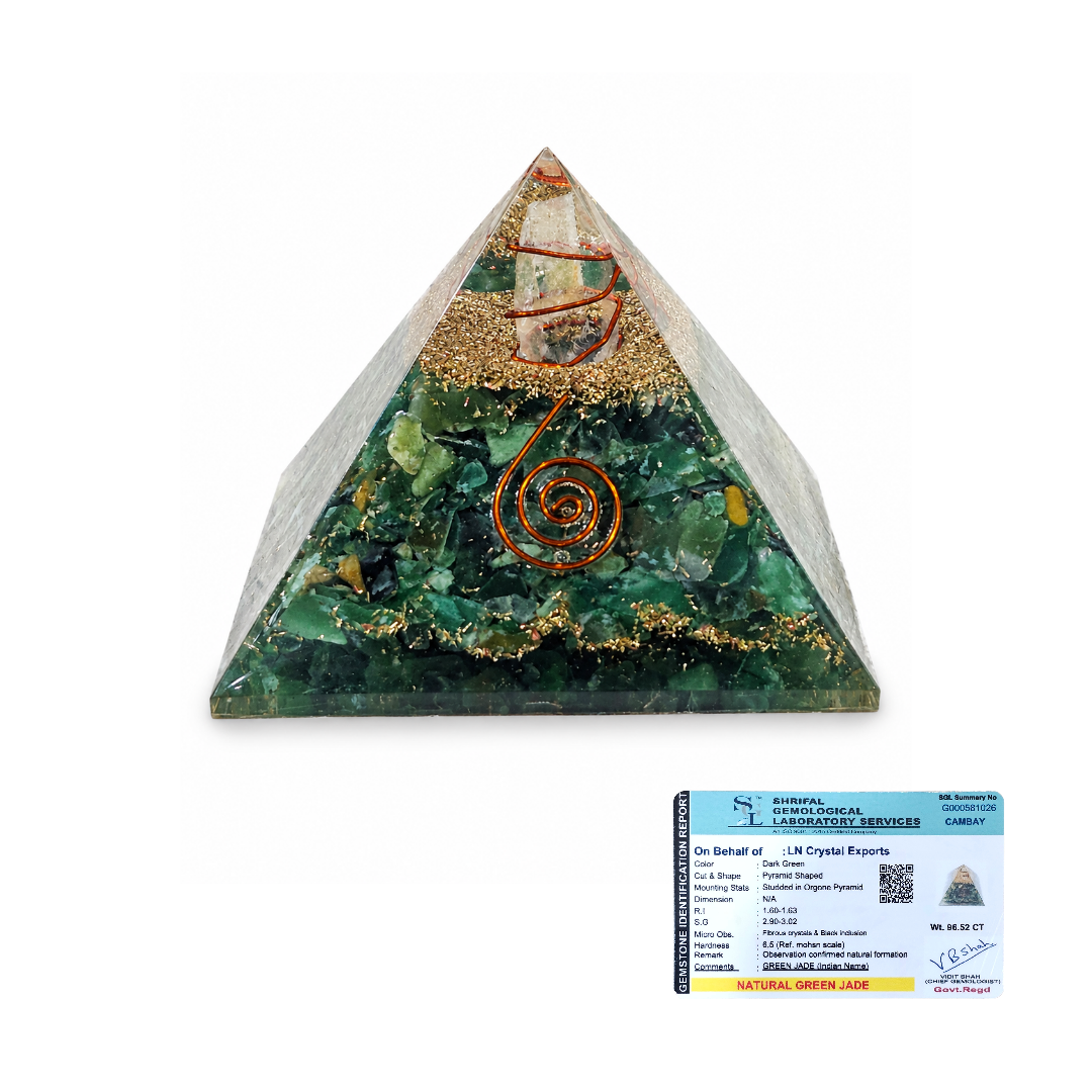 Natural Green Jade Orgonite Pyramid