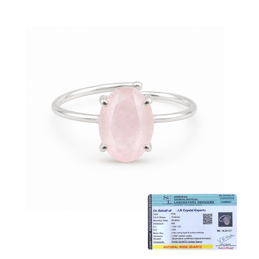 Natural Rose Quartz Adjustable Ring | Handmade Rose Quartz Gemstone Ring | Healing Crystal Jewelry