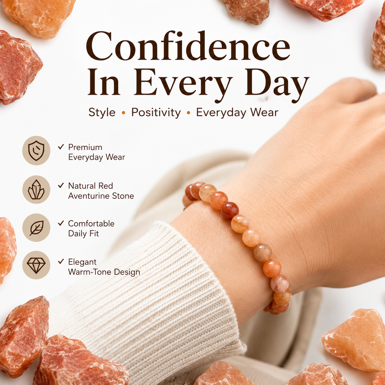 Natural Red Aventurine Bracelet 8mm